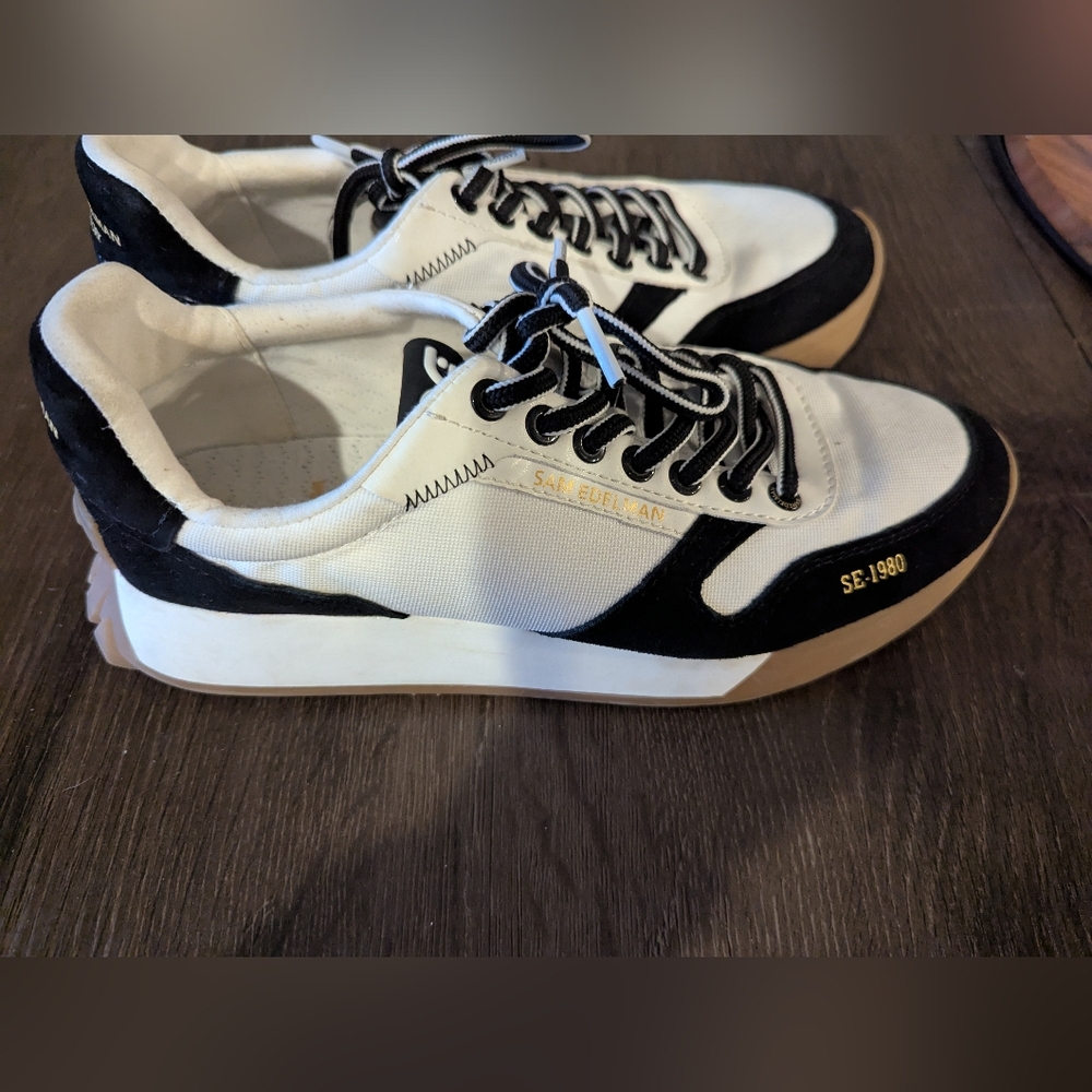 Sam Edelman Womens Sneakers, Black And White, Size 9